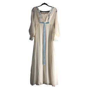 Regency Style Size XS/Small? Empire Waist Lace Blue Ribbon Bridgerton Gown Dress